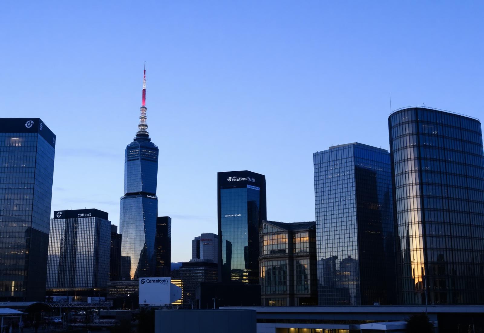 Auckland business district skyline